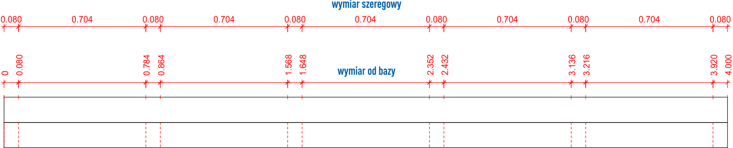 Rysunek warsztatowy belki - wymiarowanie znaczników