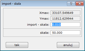 ustawienia parametrów importu