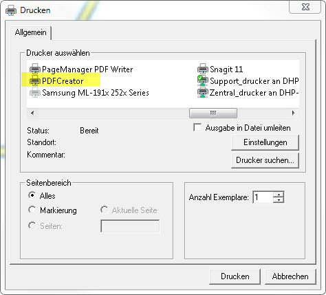 Dialog Drucken - PDF